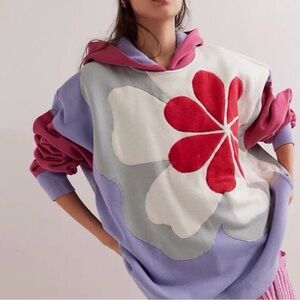 Free People Clover Multicolor Floral Oversized Hoodie